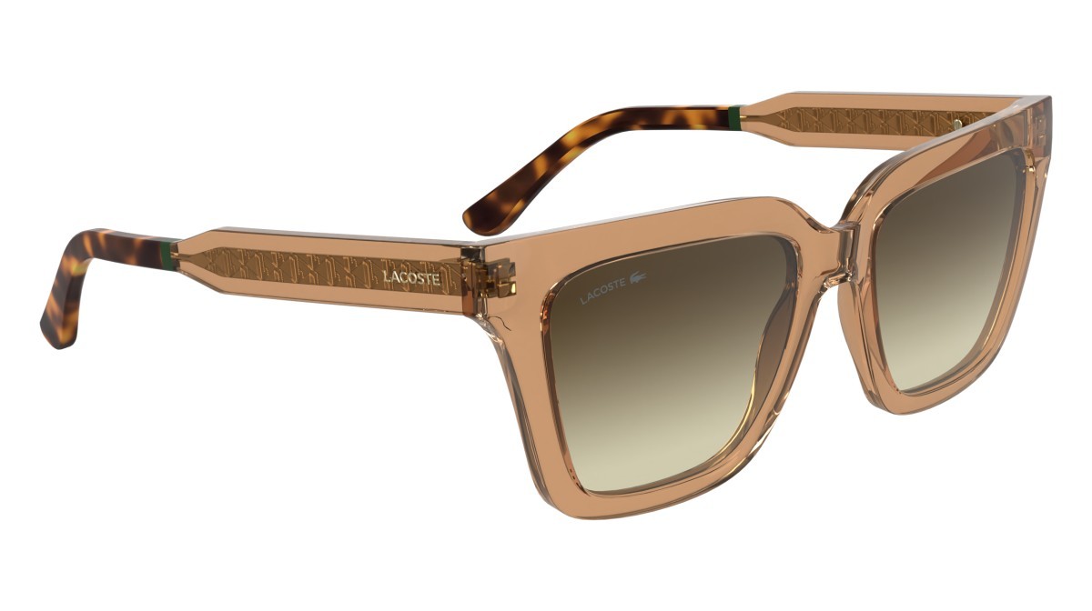 Sunglasses Lacoste L6063S (204) color transparent brick shape rectangle lenses gradient brown light nude
