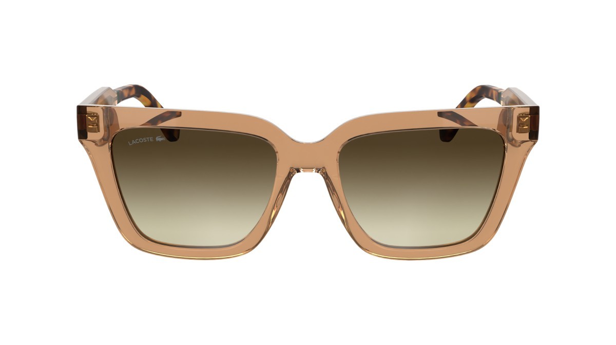 Sunglasses Lacoste L6063S (204) color transparent brick shape rectangle lenses gradient brown light nude
