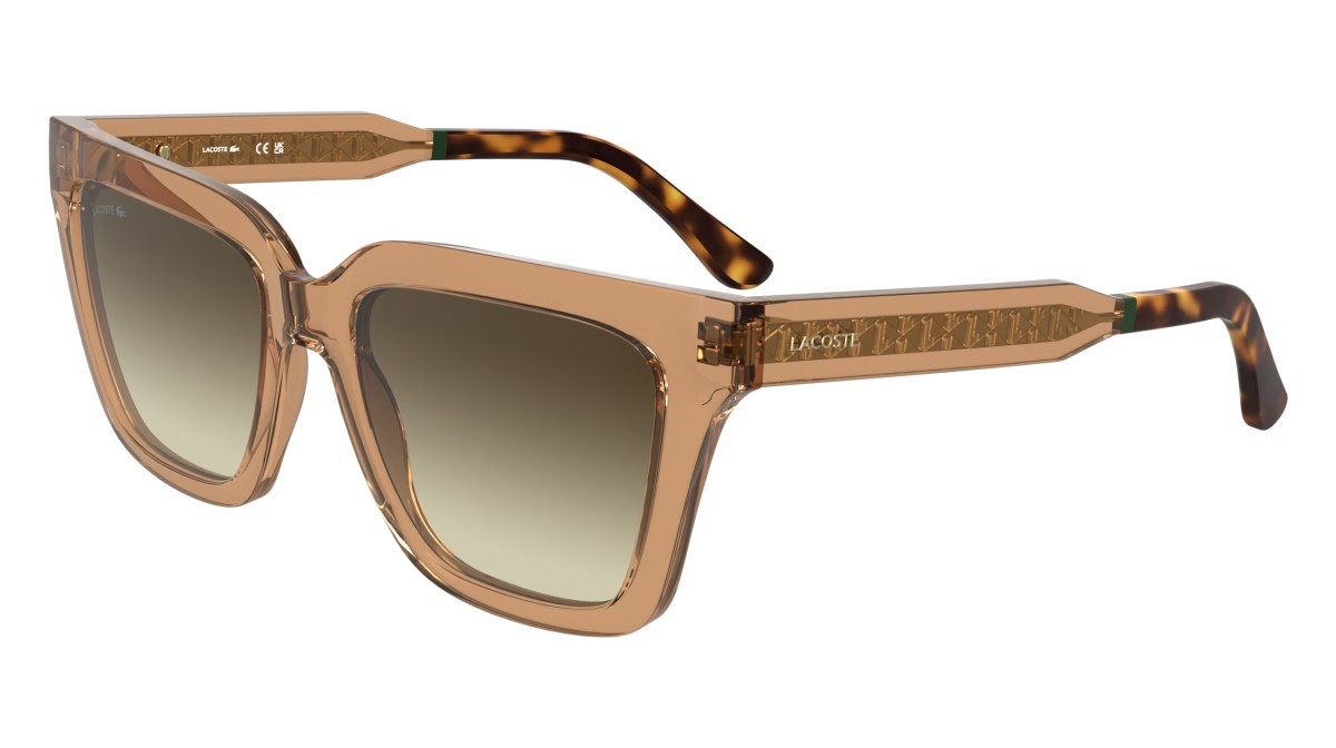 Sunglasses Lacoste L6063S (204) color transparent brick shape rectangle lenses gradient brown light nude