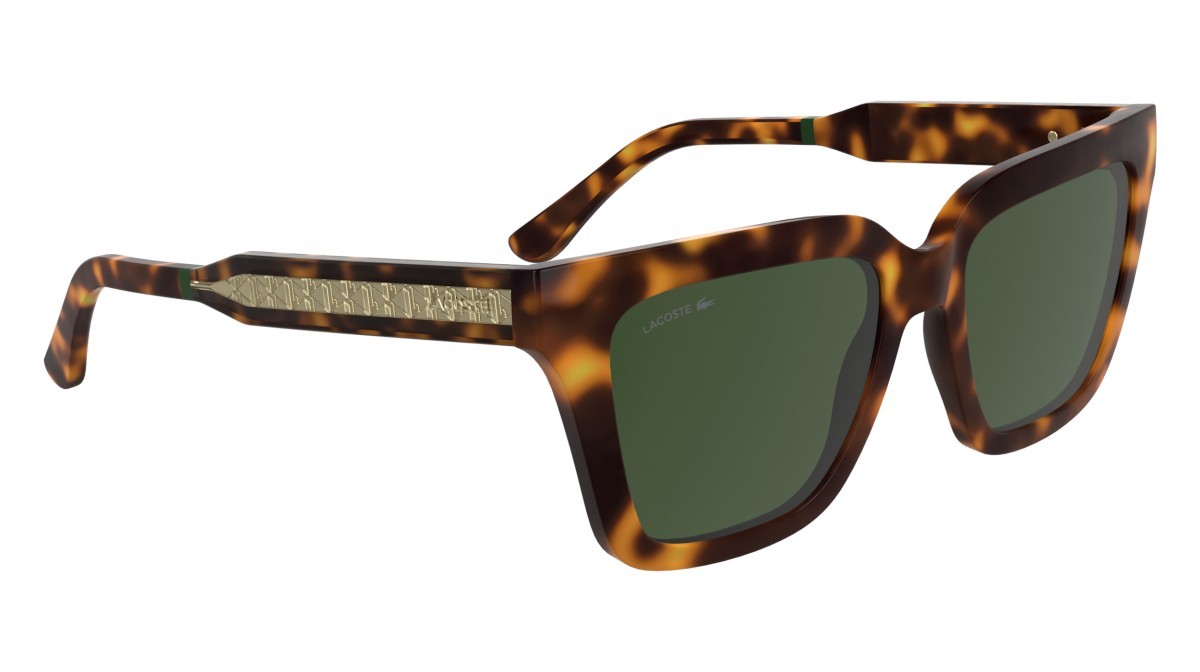 Sunglasses Lacoste L6063S (214) color havana shape rectangle lenses solid green
