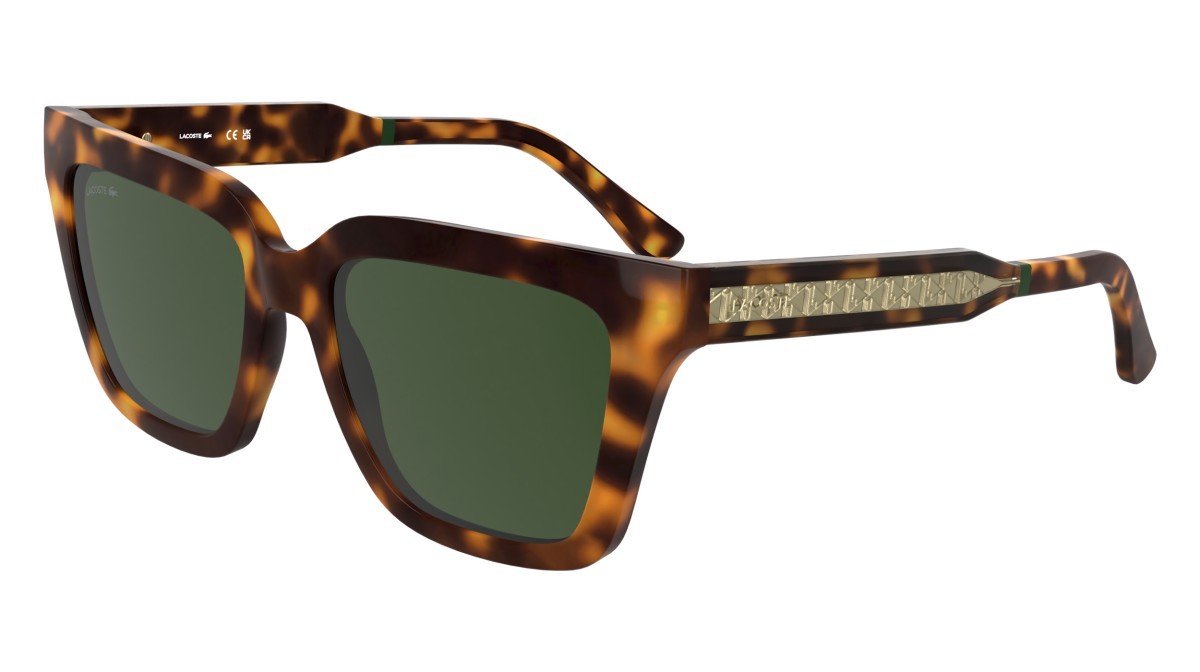 Sunglasses Lacoste L6063S (214) color havana shape rectangle lenses solid green