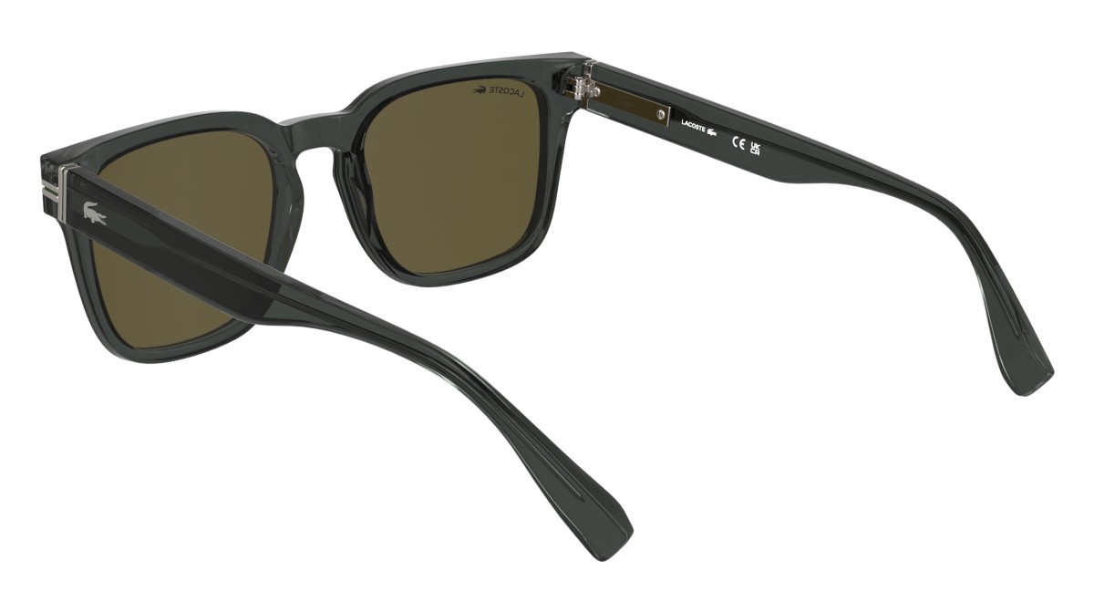 Sunglasses Lacoste L6065S (035) color transparent grey shape rectangle lenses solid brown