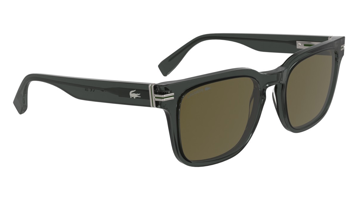 Sunglasses Lacoste L6065S (035) color transparent grey shape rectangle lenses solid brown