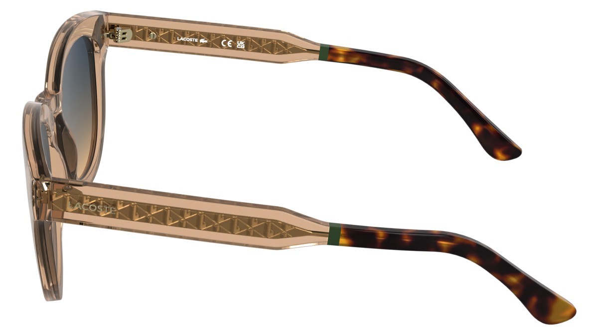 Sunglasses Lacoste L6070S (210) color light brown shape rectangle lenses gradient blue brown