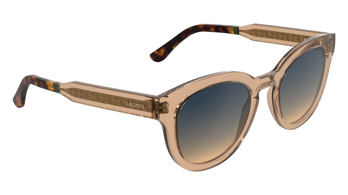 Sunglasses Lacoste L6070S (210) color light brown shape rectangle lenses gradient blue brown