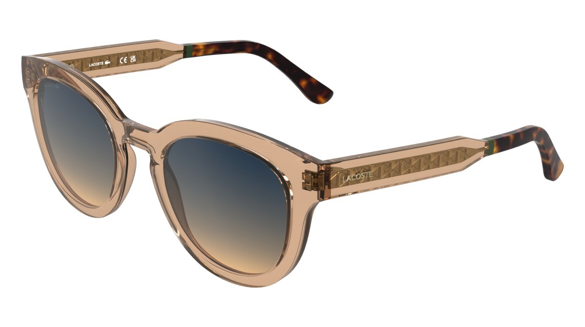 Sunglasses Lacoste L6070S (210) color light brown shape rectangle lenses gradient blue brown