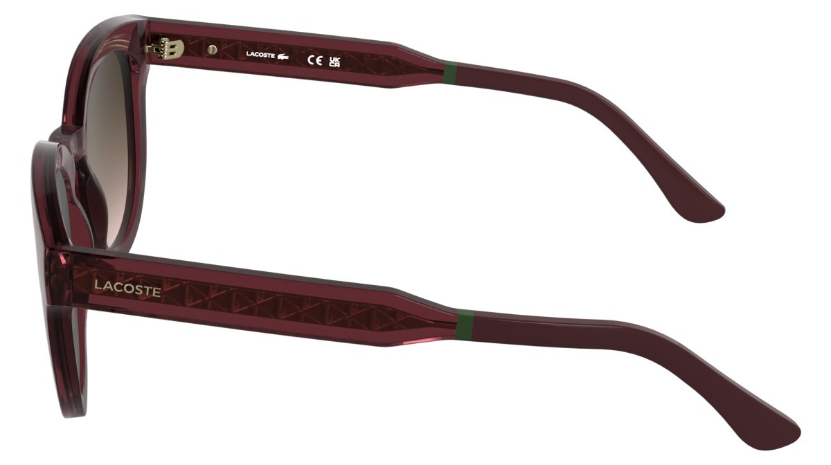 Sunglasses Lacoste L6070S (601) color transparent burgundy shape rectangle lenses brown gradient