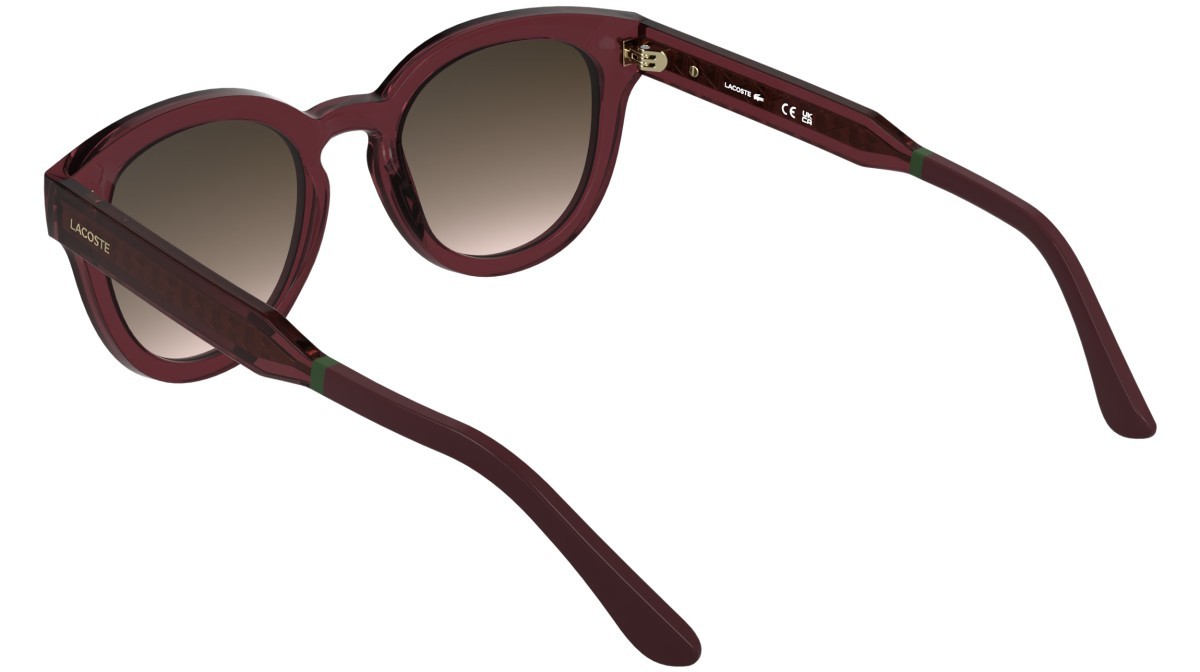 Sunglasses Lacoste L6070S (601) color transparent burgundy shape rectangle lenses brown gradient