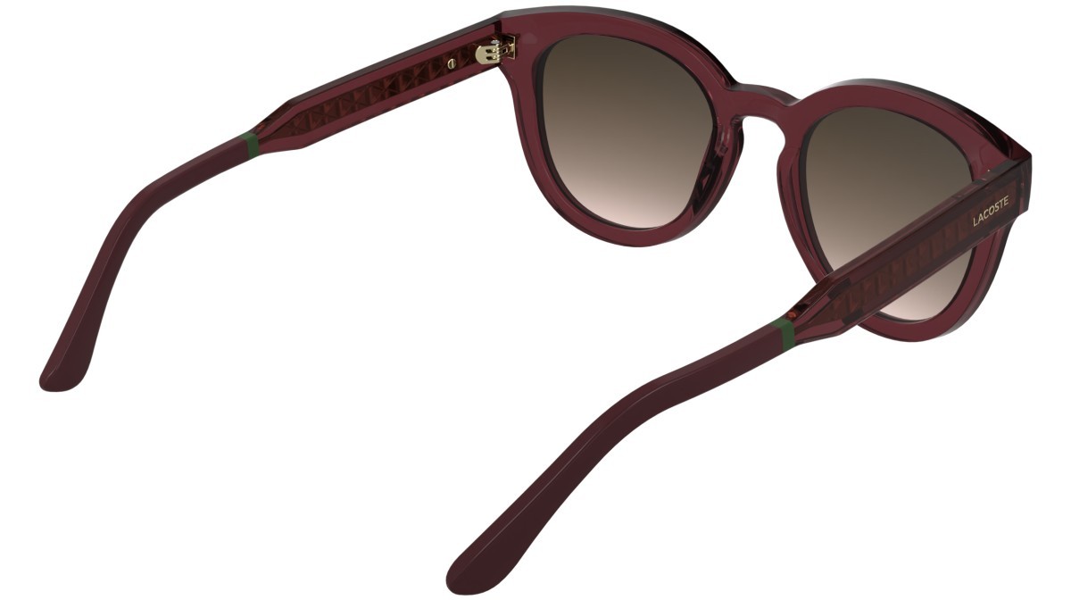 Sunglasses Lacoste L6070S (601) color transparent burgundy shape rectangle lenses brown gradient