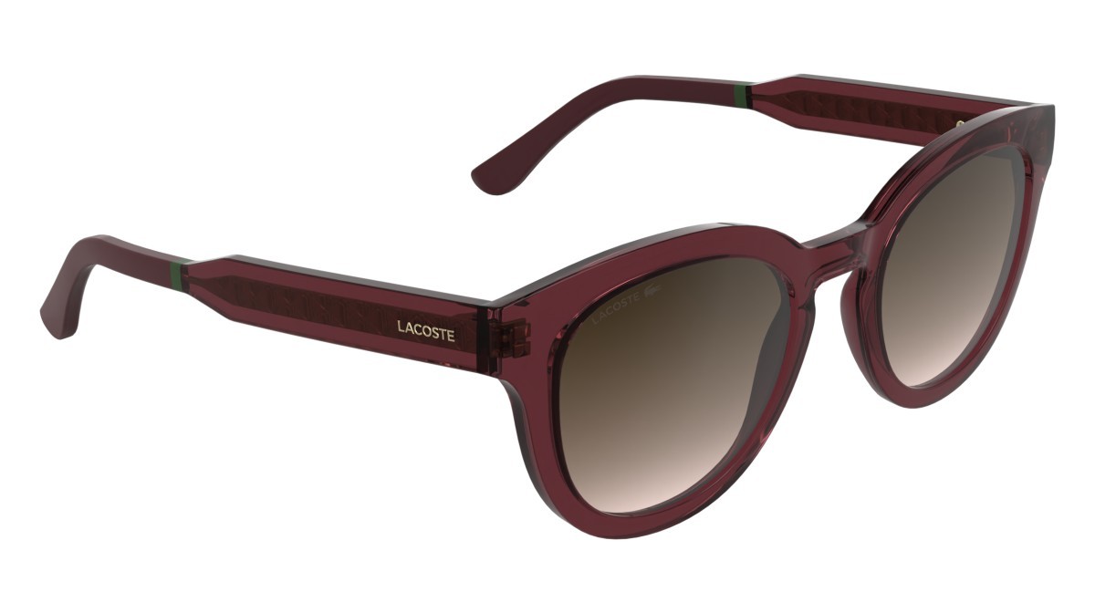 Sunglasses Lacoste L6070S (601) color transparent burgundy shape rectangle lenses brown gradient