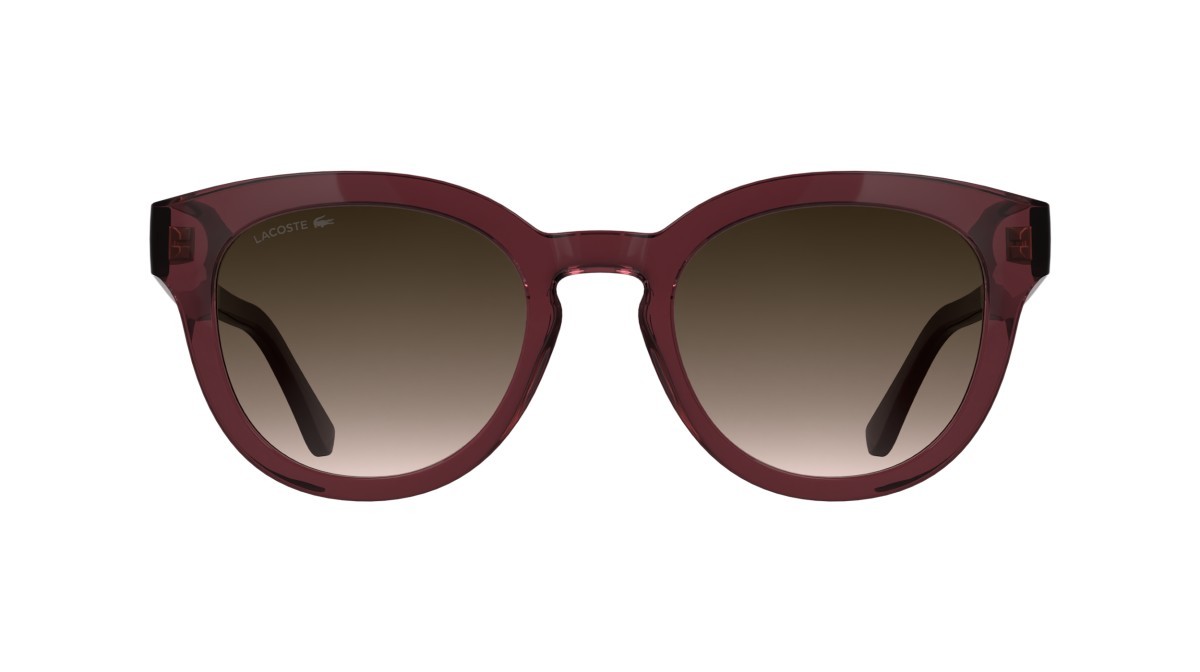 Sunglasses Lacoste L6070S (601) color transparent burgundy shape rectangle lenses brown gradient