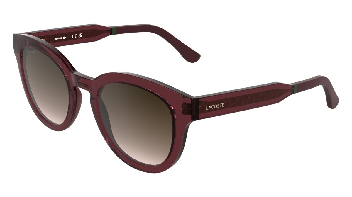 Sunglasses Lacoste L6070S (601) color transparent burgundy shape rectangle lenses brown gradient