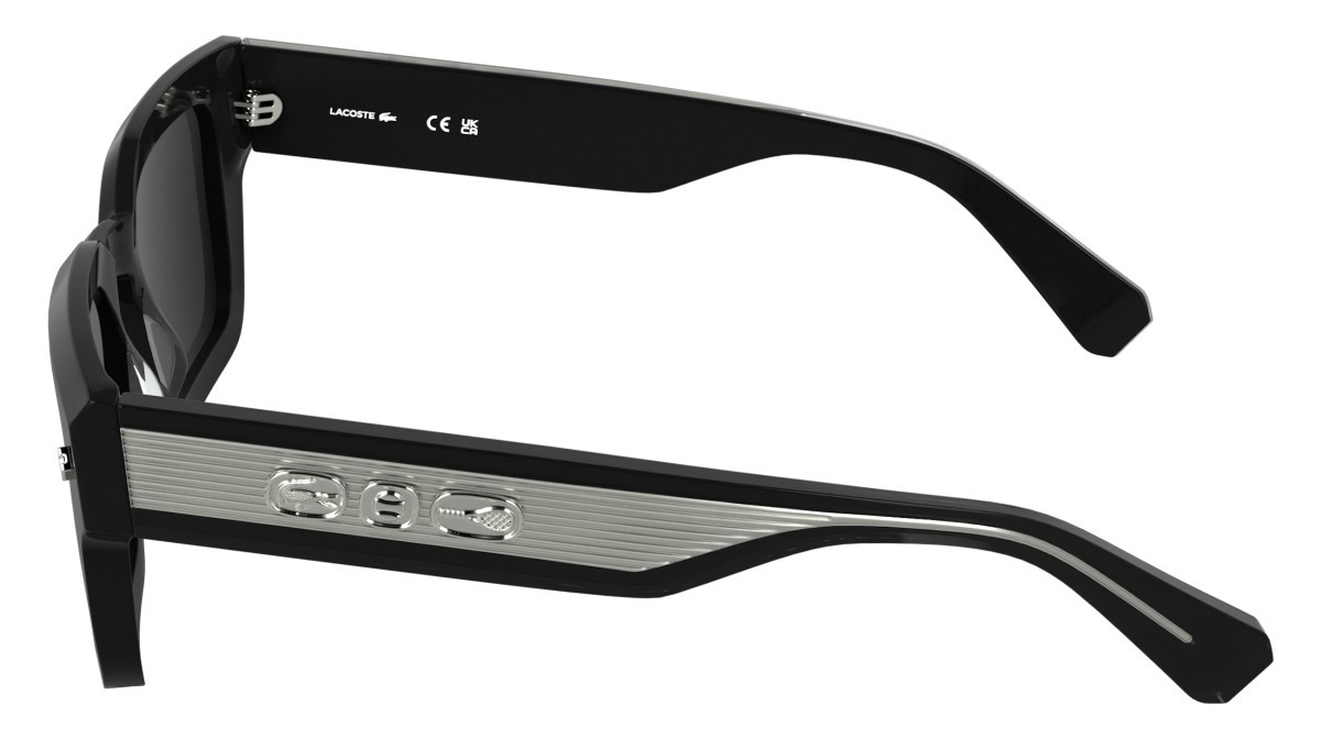 Sunglasses Lacoste L6071S (001) color black shape rectangle lenses solid grey