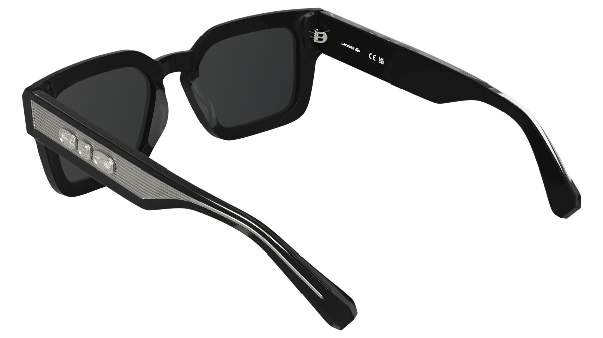 Sunglasses Lacoste L6071S (001) color black shape rectangle lenses solid grey