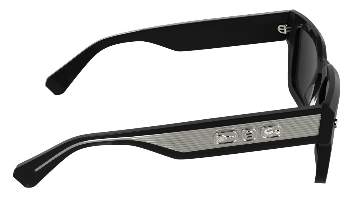 Sunglasses Lacoste L6071S (001) color black shape rectangle lenses solid grey