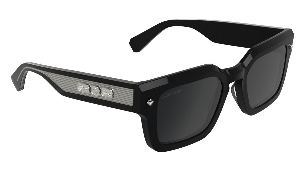Sunglasses Lacoste L6071S (001) color black shape rectangle lenses solid grey