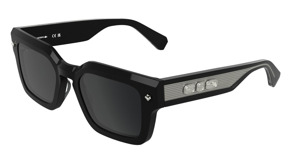 Sunglasses Lacoste L6071S (001) color black shape rectangle lenses solid grey