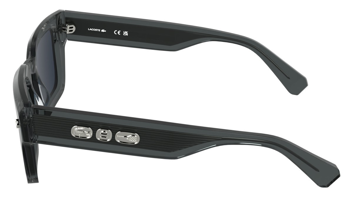 Sunglasses Lacoste L6071S (035) color transparent grey shape rectangle lenses solid blue