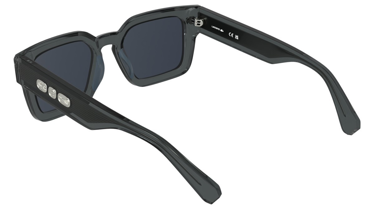 Sunglasses Lacoste L6071S (035) color transparent grey shape rectangle lenses solid blue