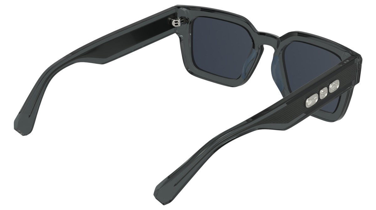 Sunglasses Lacoste L6071S (035) color transparent grey shape rectangle lenses solid blue
