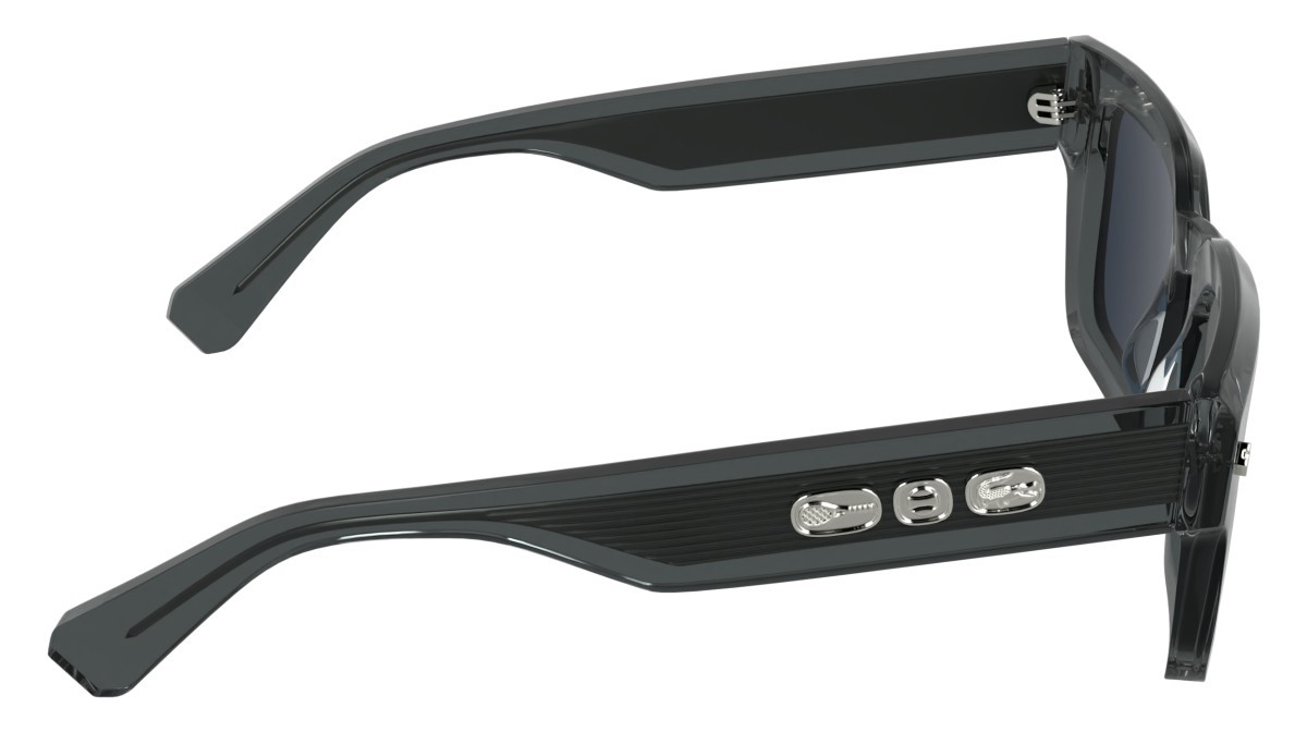 Sunglasses Lacoste L6071S (035) color transparent grey shape rectangle lenses solid blue