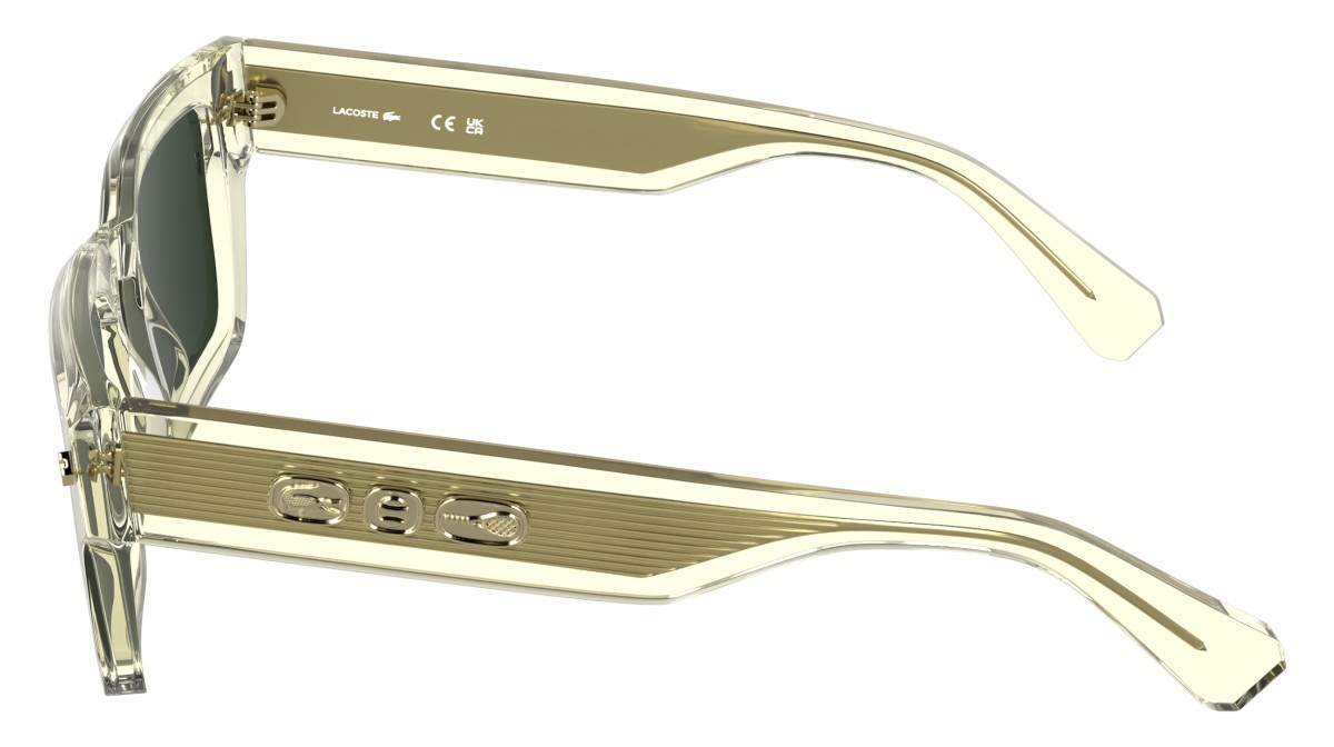 Sunglasses Lacoste L6071S (750) color transparent yellow shape rectangle lenses solid green