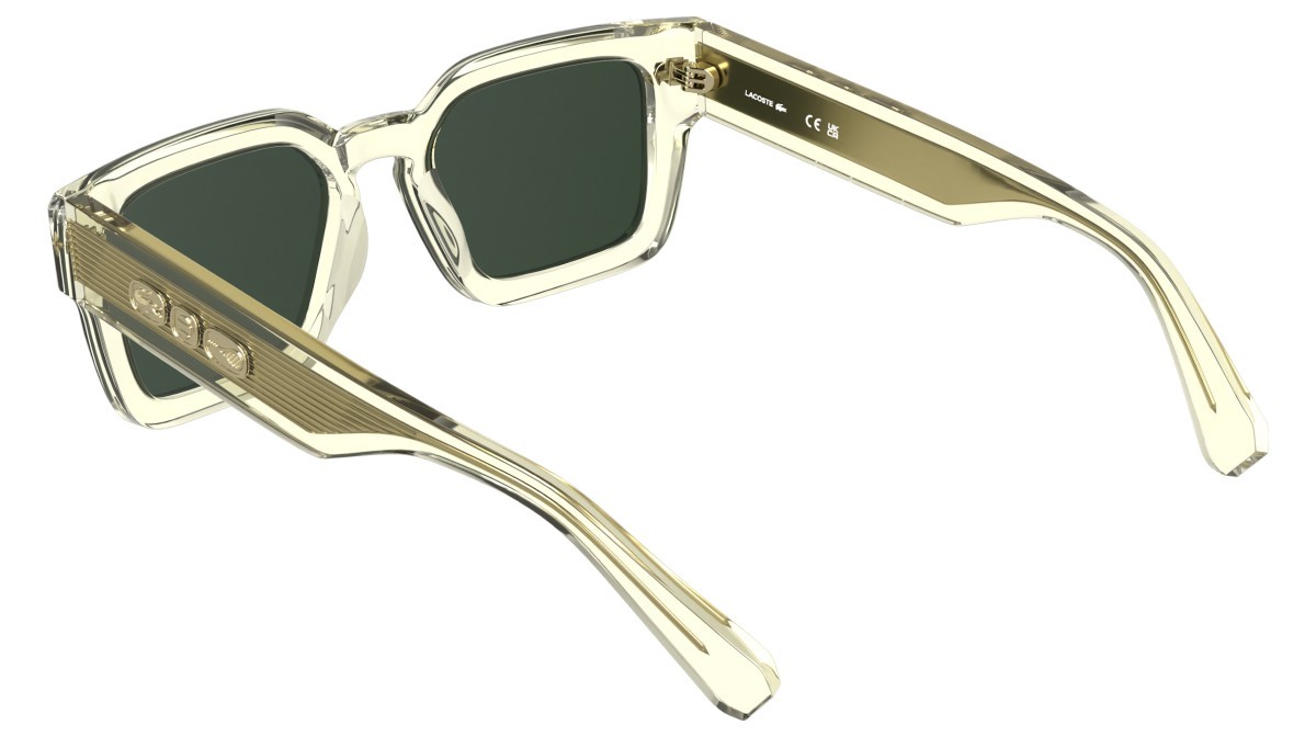 Sunglasses Lacoste L6071S (750) color transparent yellow shape rectangle lenses solid green