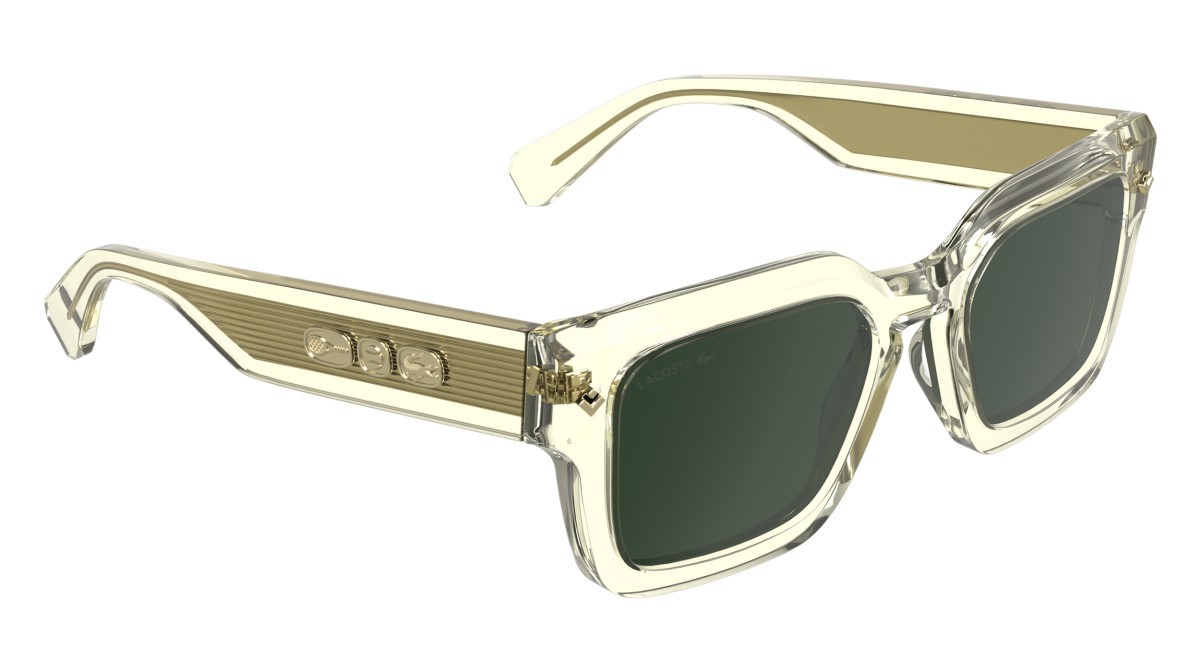 Sunglasses Lacoste L6071S (750) color transparent yellow shape rectangle lenses solid green