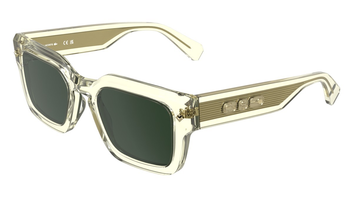 Sunglasses Lacoste L6071S (750) color transparent yellow shape rectangle lenses solid green