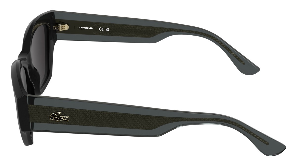 Sunglasses Lacoste L6072S (001) color black shape rectangle lenses solid grey