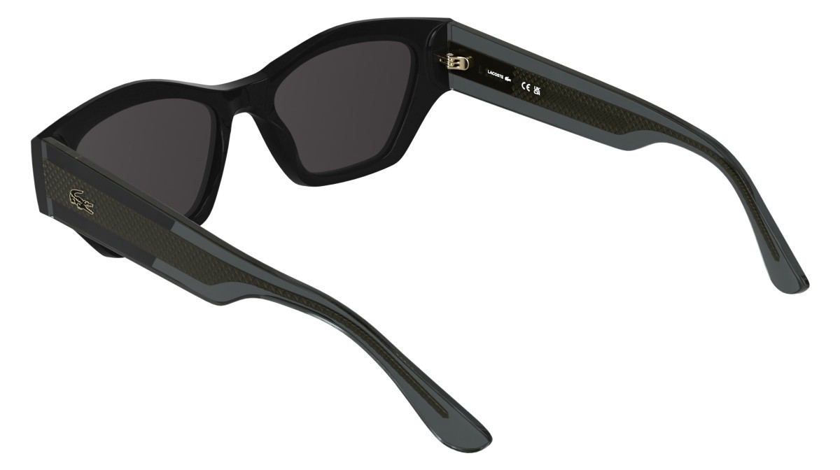 Sunglasses Lacoste L6072S (001) color black shape rectangle lenses solid grey