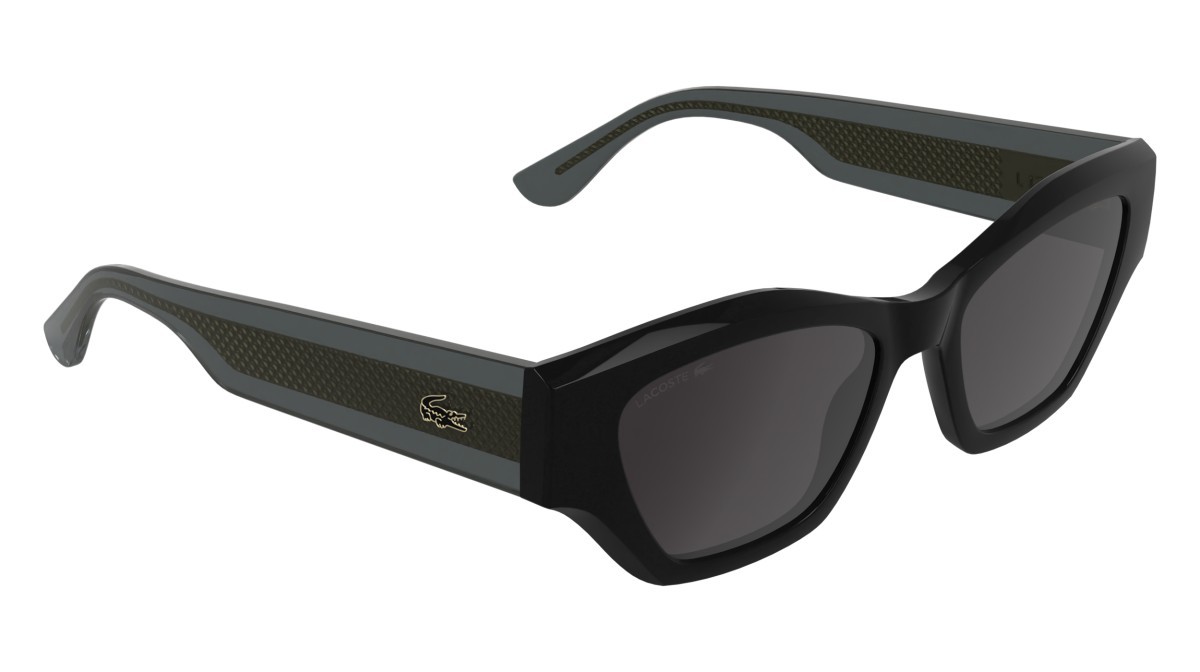 Sunglasses Lacoste L6072S (001) color black shape rectangle lenses solid grey