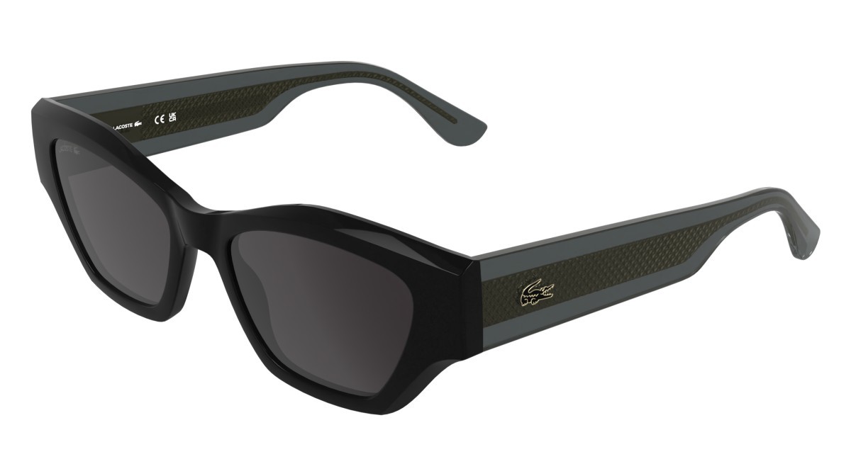 Sunglasses Lacoste L6072S (001) color black shape rectangle lenses solid grey