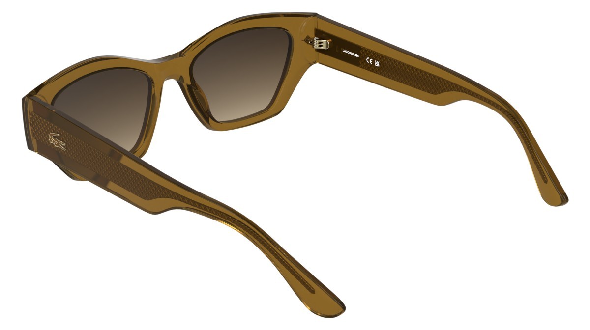 Sunglasses Lacoste L6072S (214) color transparent brown shape rectangle lenses gradient bruwn
