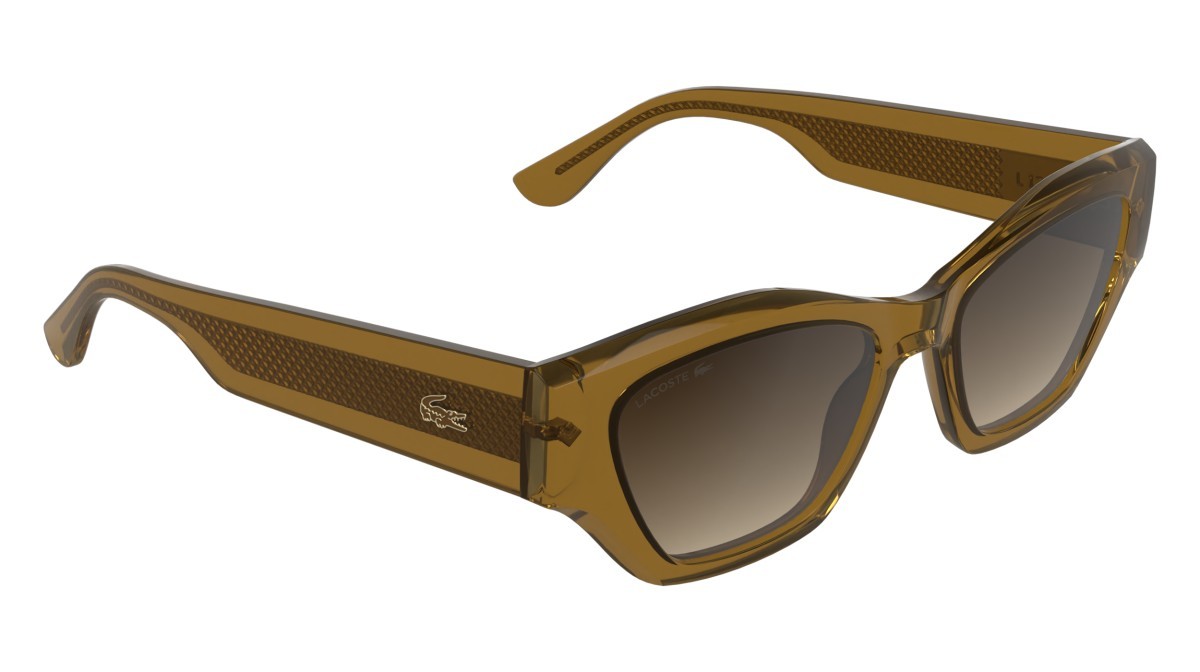 Sunglasses Lacoste L6072S (214) color transparent brown shape rectangle lenses gradient bruwn