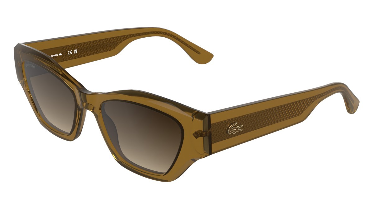 Sunglasses Lacoste L6072S (214) color transparent brown shape rectangle lenses gradient bruwn