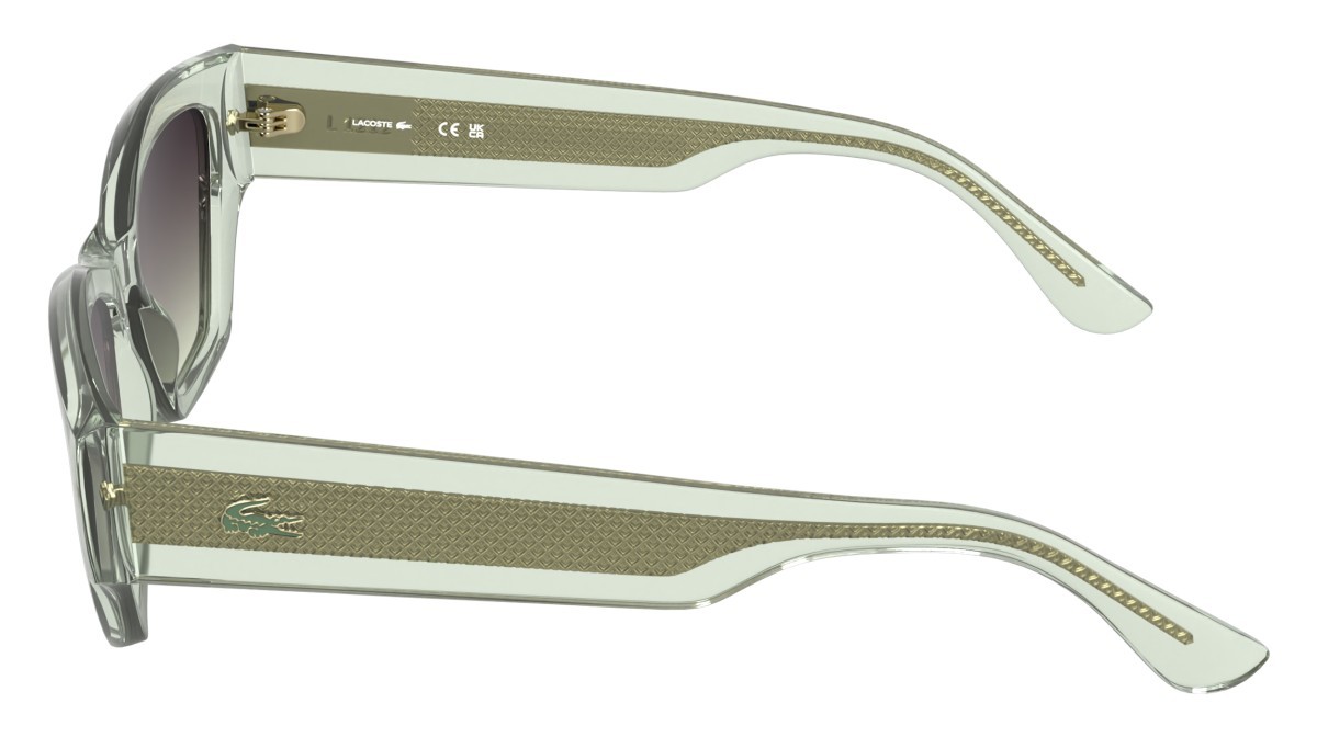 Sunglasses Lacoste L6072S (301) color transparent light green shape rectangle lenses gradient violet nude