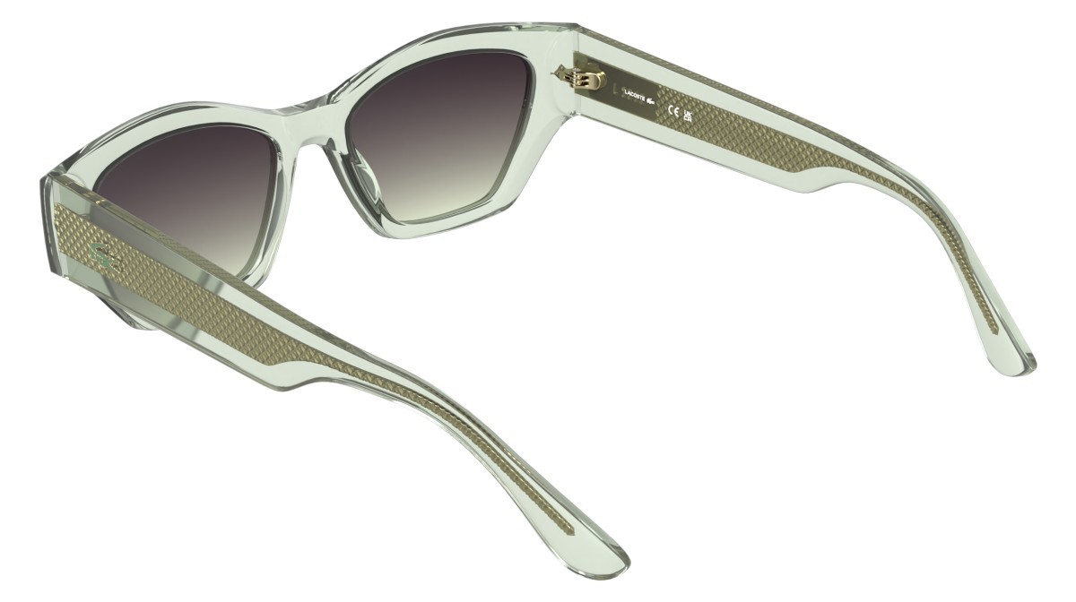 Sunglasses Lacoste L6072S (301) color transparent light green shape rectangle lenses gradient violet nude