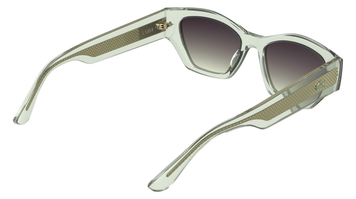 Sunglasses Lacoste L6072S (301) color transparent light green shape rectangle lenses gradient violet nude