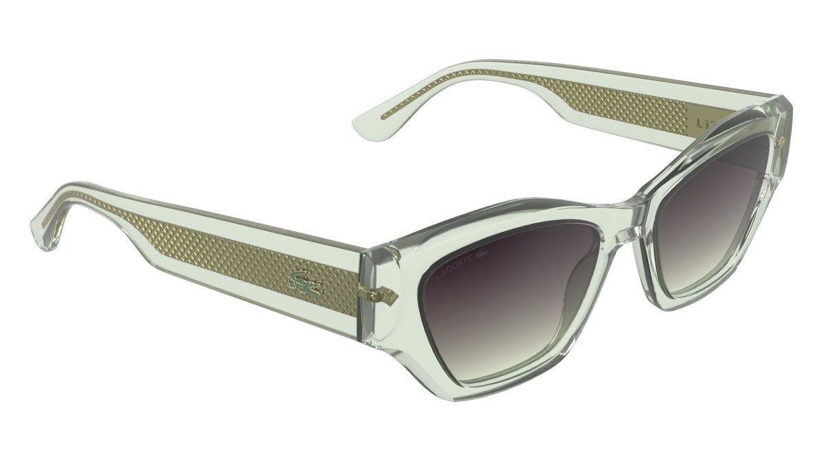 Sunglasses Lacoste L6072S (301) color transparent light green shape rectangle lenses gradient violet nude