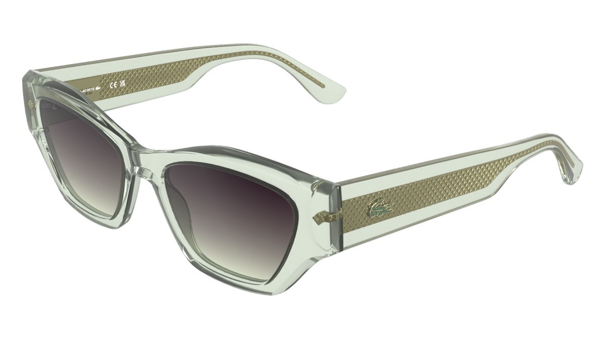 Sunglasses Lacoste L6072S (301) color transparent light green shape rectangle lenses gradient violet nude