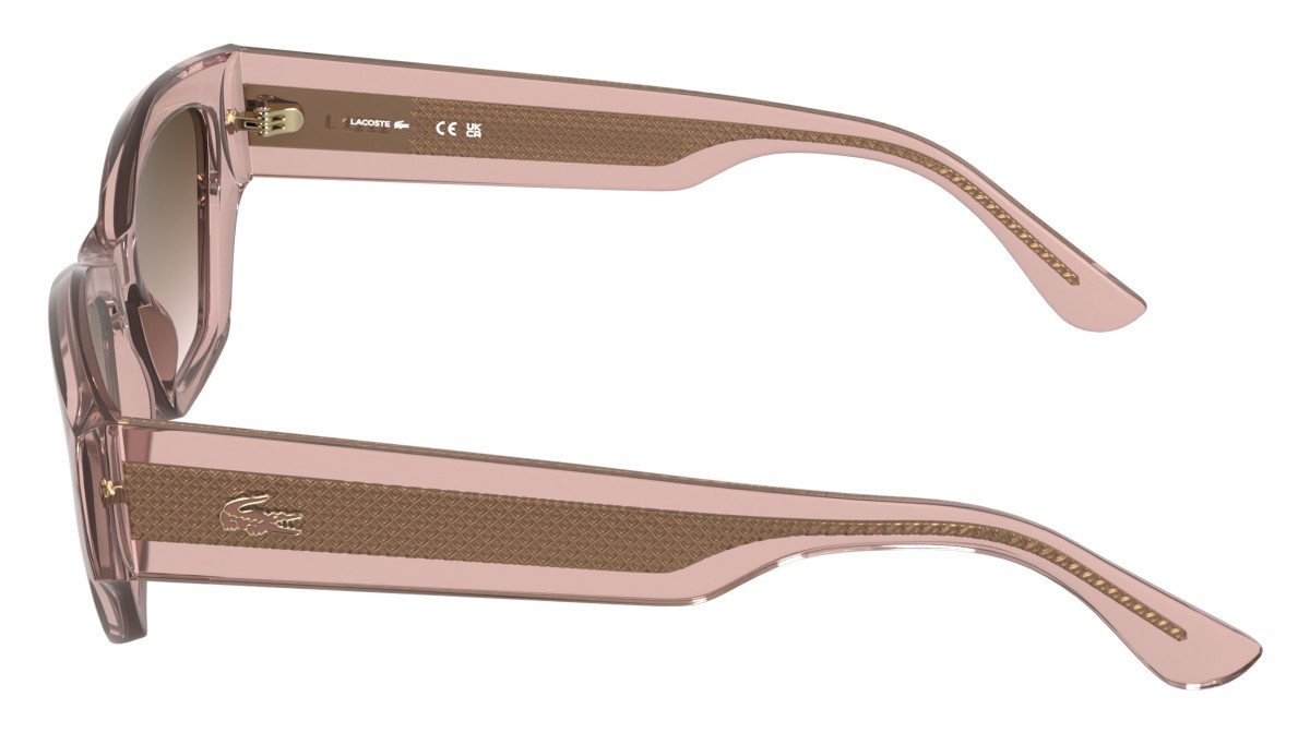 Sunglasses Lacoste L6072S (662) color transparent rose shape rectangle lenses gradient brown rose