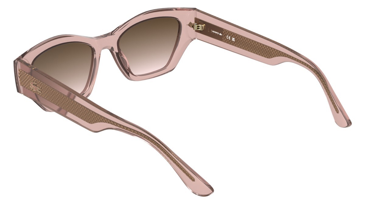 Sunglasses Lacoste L6072S (662) color transparent rose shape rectangle lenses gradient brown rose