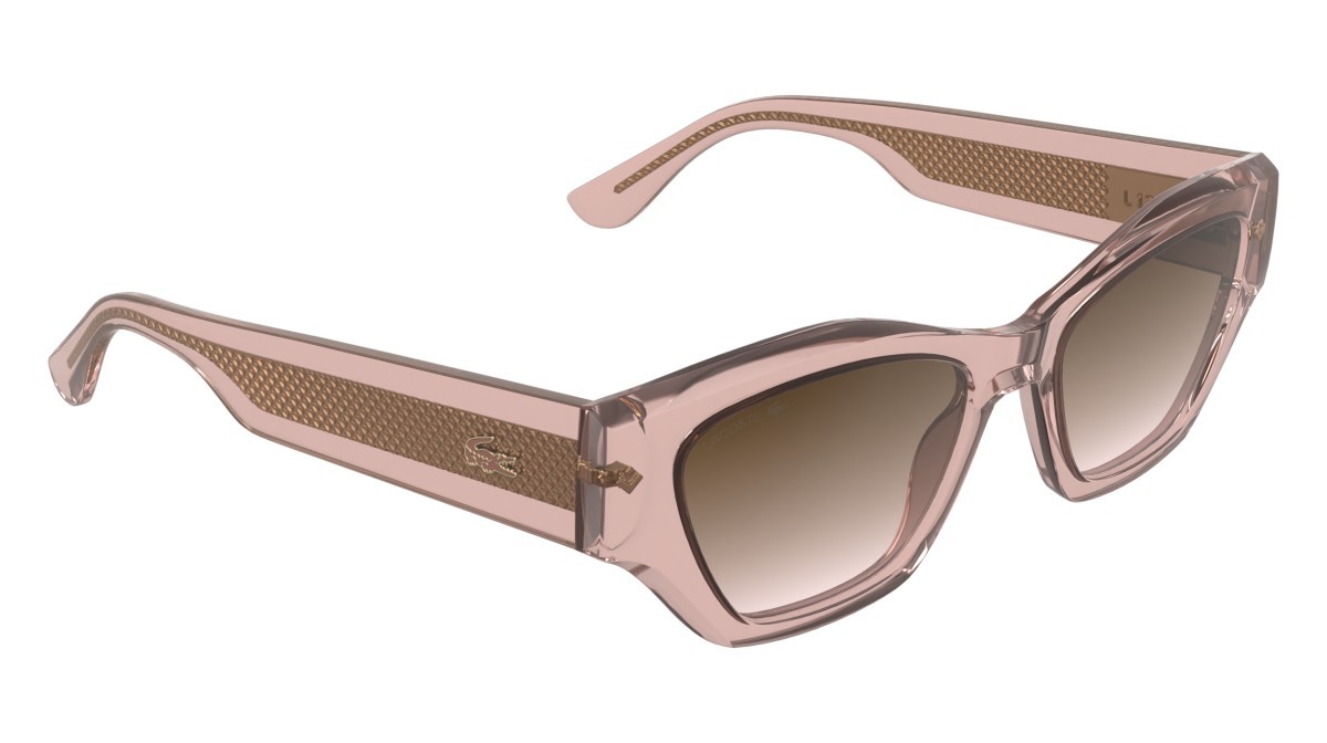 Sunglasses Lacoste L6072S (662) color transparent rose shape rectangle lenses gradient brown rose
