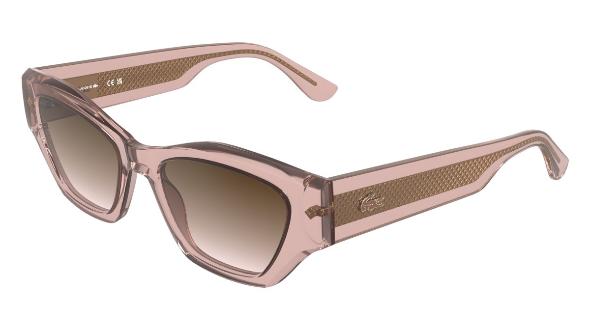 Sunglasses Lacoste L6072S (662) color transparent rose shape rectangle lenses gradient brown rose