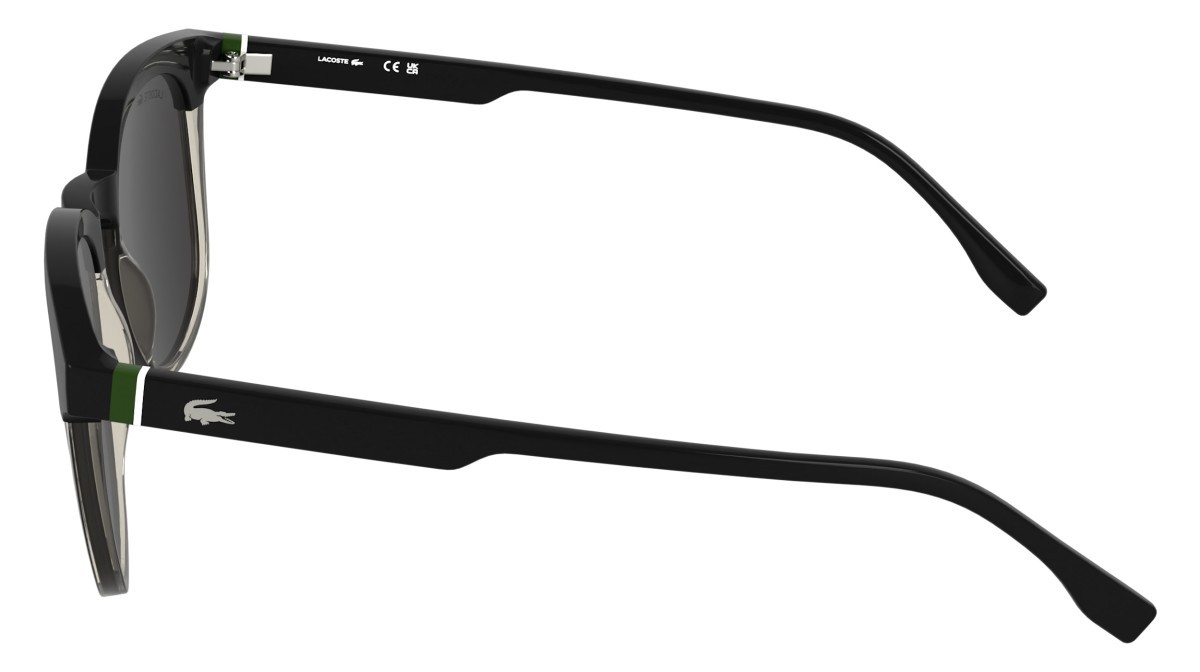 Sunglasses Lacoste L6073S (001) color black/transparent blush shape rectangle lenses solid grey