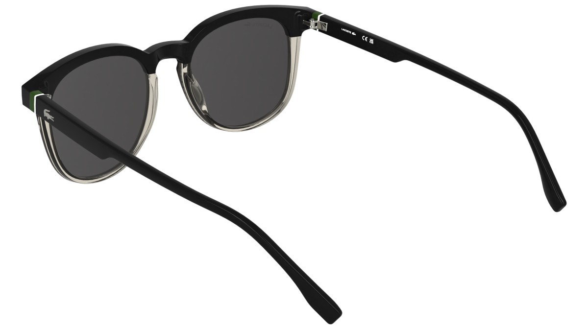 Sunglasses Lacoste L6073S (001) color black/transparent blush shape rectangle lenses solid grey