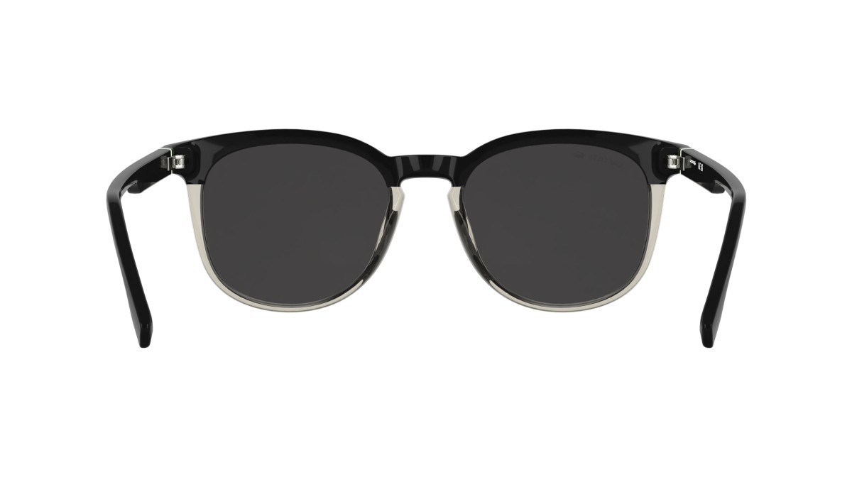 Sunglasses Lacoste L6073S (001) color black/transparent blush shape rectangle lenses solid grey