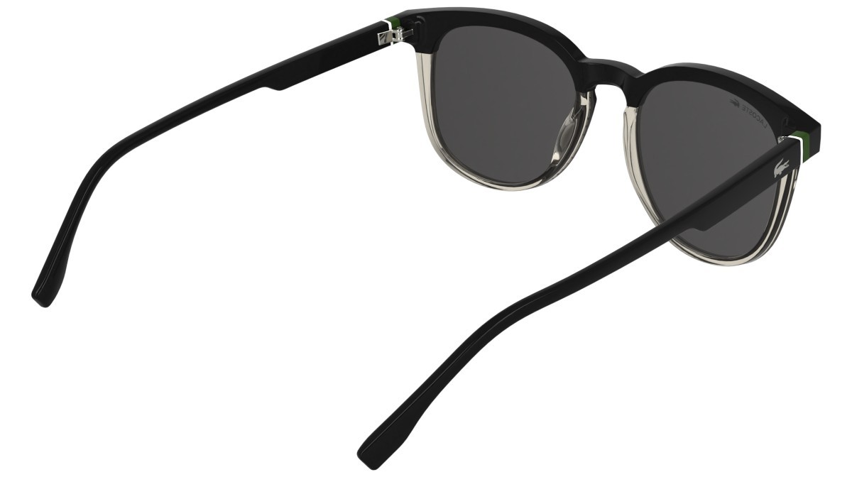 Sunglasses Lacoste L6073S (001) color black/transparent blush shape rectangle lenses solid grey