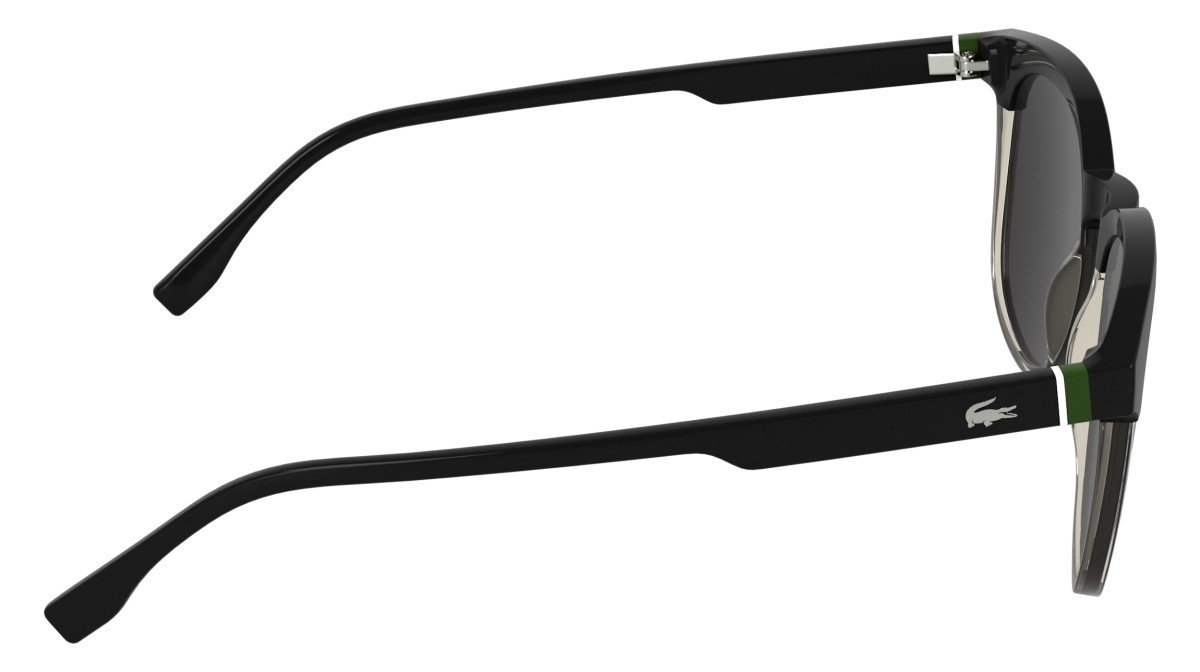 Sunglasses Lacoste L6073S (001) color black/transparent blush shape rectangle lenses solid grey
